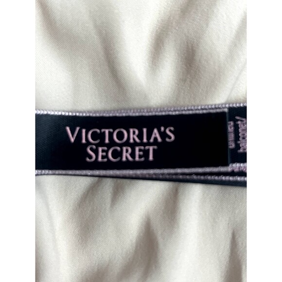 Victoria's Secret Cream Satin Corset Balconette Bra Pink Lace Trim Size 32D Cute - Picture 7 of 10